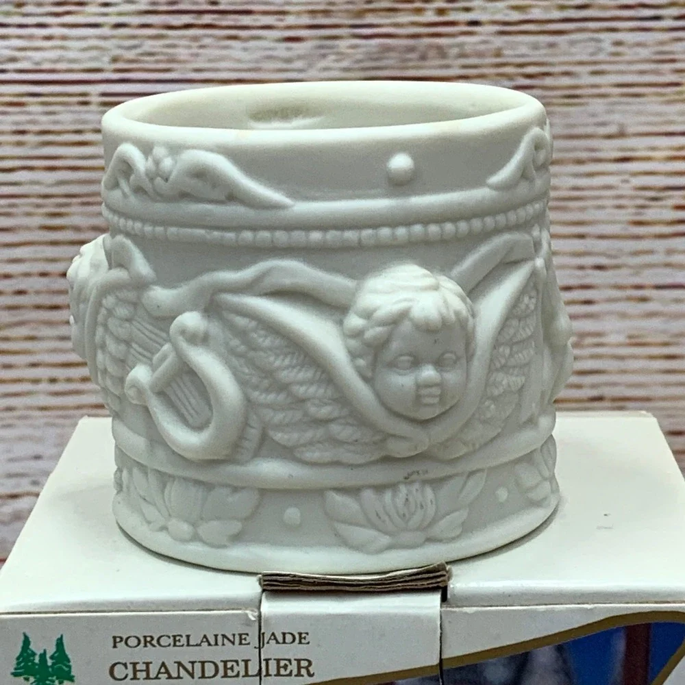 Holiday Expressions Porcelain Jade Chandelier Angel Candle Holder Unused in Box‎